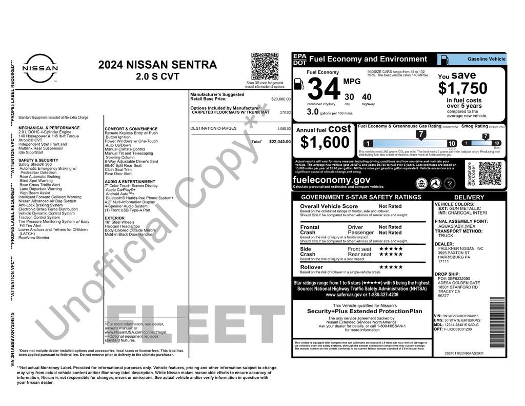 2024 Nissan Sentra S Xtronic CVT