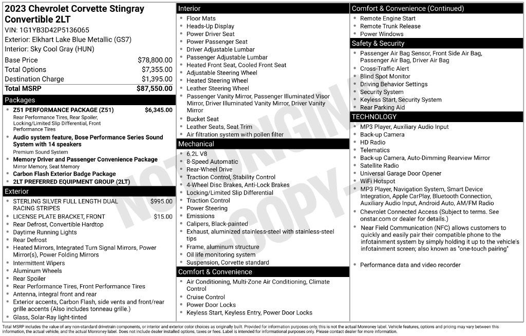 2023 Chevrolet Corvette Stingray 2LT