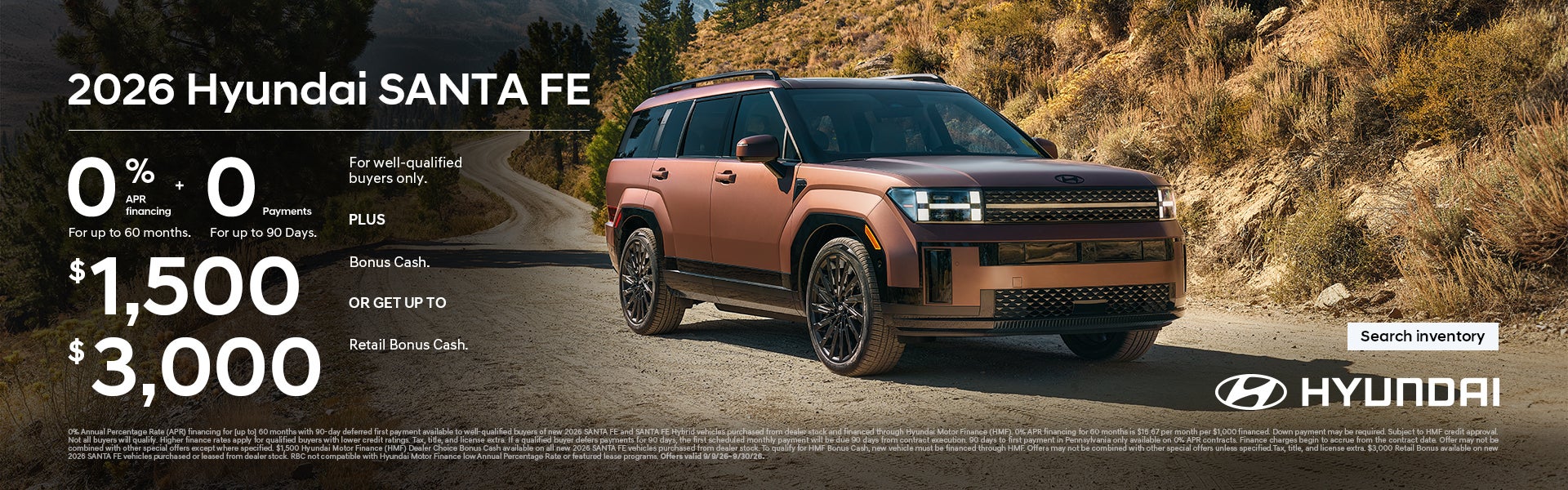 0% APR for 60 months + 0 Payments for 90 Days + $1,500 Bonus Cash or $3,000 Retail Bonus Cash